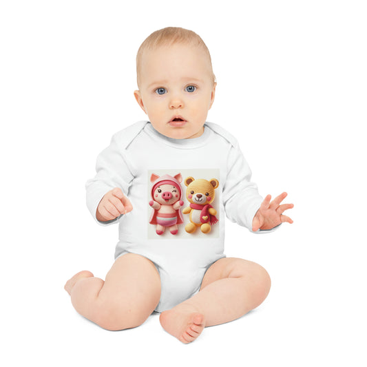 Knit Pals Pooh and Piglet - Baby Long-Sleeve Organic Bodysuit